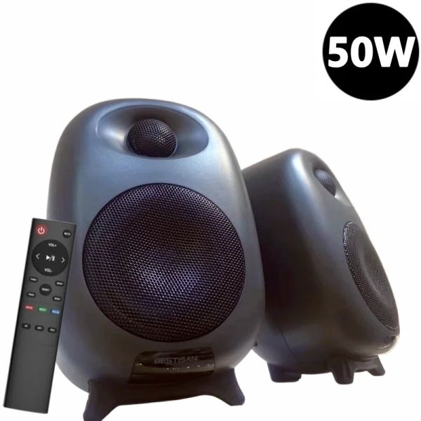 Alto -falantes Bestisan 50W Active Bluetooth Speakers 2.0 Estéreo Loudspeaker Sistema de som de home theater com efeito de baixo Opt RCA para PC TV
