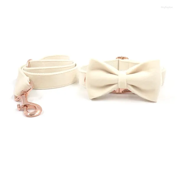 Colletti per cani Cream Velvet Pet Collar per piccoli cani di grandi dimensioni cagnolini morbidi imbottiti guinzaglio personalizzato fibbie in oro rosa di lusso set da regalo di lusso