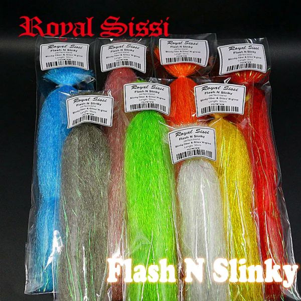 Приманивает Royal Sissi 8colors Flash N Slinky Fiber Long Shimmer Symmer Синтетические волосы пушистые волокно -волокно