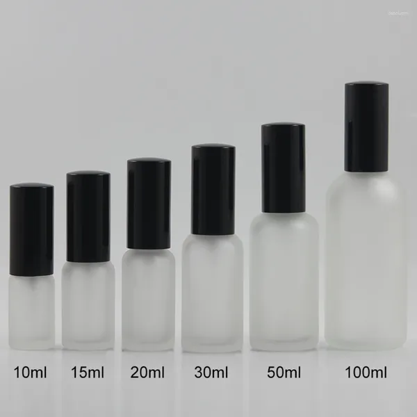 Speicherflaschen 15 ml Kosmetiklotionflasche mit Spender und schwarze Aluminiumkappe 0,5 Unzen GLSS für Serum