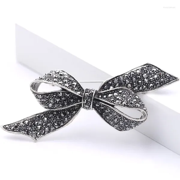 Spille Black Colore Black Rhinestone Bow for Women Large Bowknot Spilla invernale Golochi di alta qualità