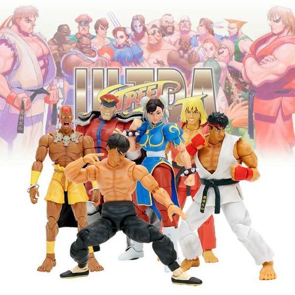 PRESENTAZIONE DI FIGURE PER Action Toy Jada Toys Street Fighter II The Final Challengers Fei Long Chun-Li Ryu Ken Dhalsim Action Figure Collection Hobby Model T240428