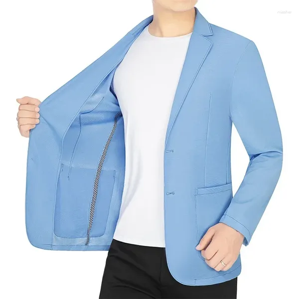 Ternos masculinos homens malha blazers respiráveis jaquetas casacos de verão homem negócios casuais de alta qualidade masculino de secagem rápida 4xl