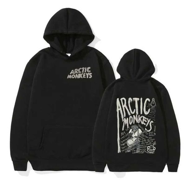 Capuz do moletom de moletons moletons ártores Álbum de música Arctic Música Retro Pullover Hoodie Men Women Long Slve Fashion Sweatshirt Hip Hop Strtwear T240428