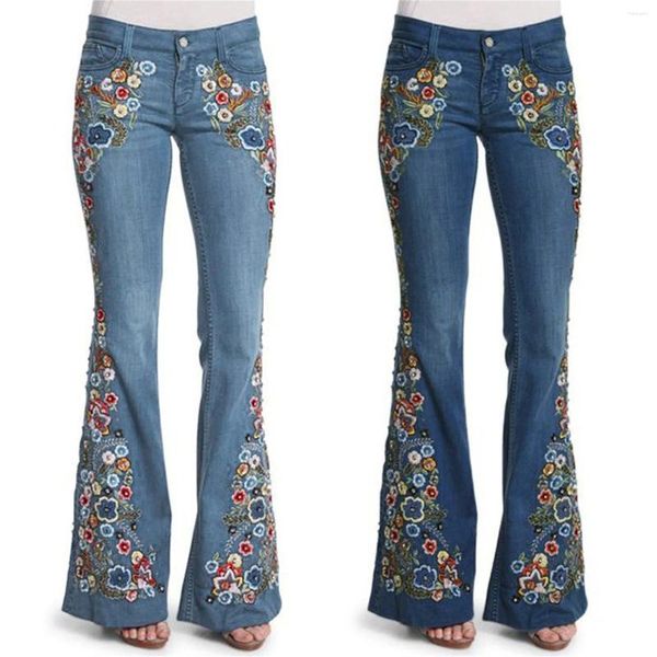 Pantaloni da donna uomini jeans tessuto morbido denim lavato sottile sciolto elastico elastico pantaloni gamba larga casual taglie