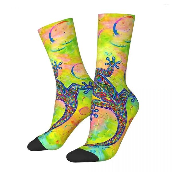 Herrensocken Elektrische Groovy Gecko Paisley Eidechse Harajuku Schweiß absorbierende Strümpfe die ganze Saison über Unisex -Geschenke lang