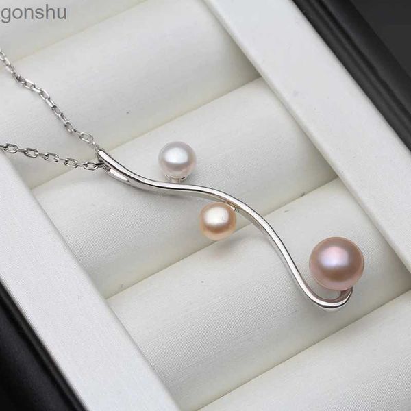 Colares pendentes de água doce natural de água doce natural 925 Silver Silver Pearl Pingente True Pearl Pingente Jewelry Giftwx