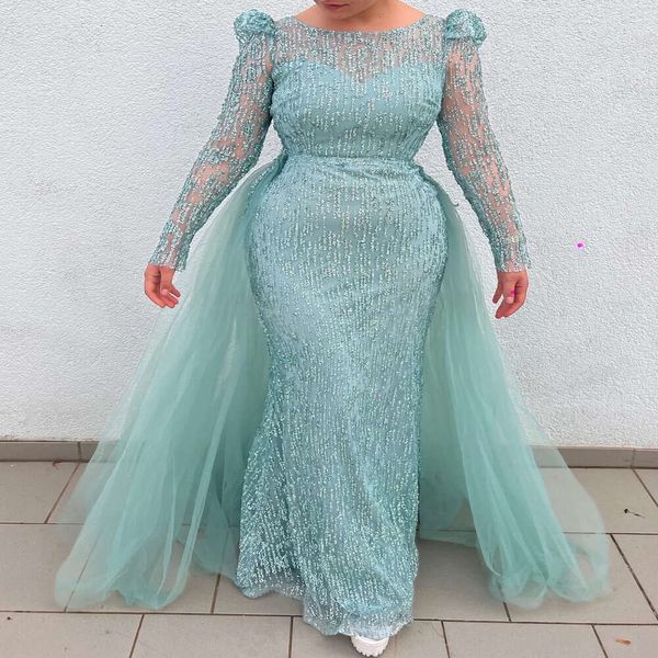 Mint Ebi Arabic Aso Mermaid The Bride Abites Pace Evening Prom Formale Formale Celegittime Celebrità Mother of Groom Gowns Dress ZJ