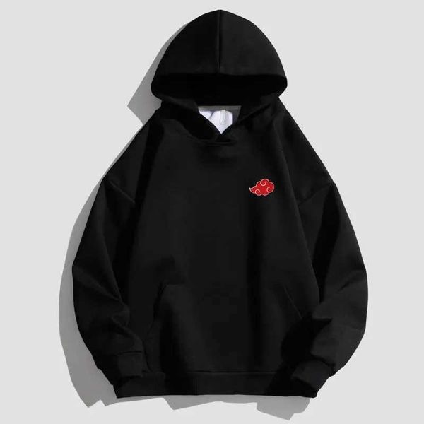 Moletom de moletom masculino 2023 Autumn/Winter Japonês Anime Akatsuki Símbolo de Capuz de Capuz para masculino e feminino zíper de grandes dimensões H240429