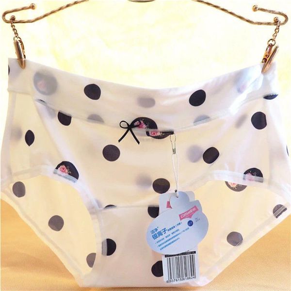 Frauen Höschen Polka Dot Hosen mittlerer Rise Milcheis Seidenshorts atmungsaktives Mädchen Slips reine Baumwoll-Bowknot-Unterwäsche Antibakterielle Frauen