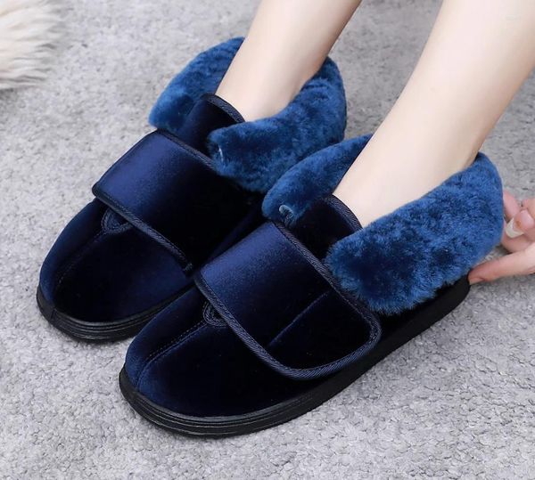 Scarpe casual inverno più cashmere calda bocca poco profonda in bocca da donna di cotone velluto a gas a velluto ampliato piedi grassi in gomma schiuma in gomma