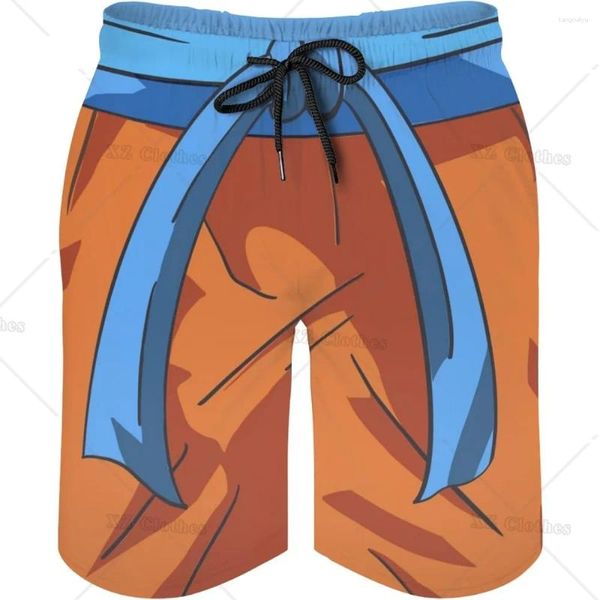 Pantaloncini da uomo cartone animato arancione blu fresco estivo da spiaggia estate con tasche veloce surf asciutto tronchi da nuoto tasca di fodera per uomini