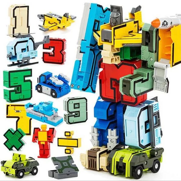 Zusammenstellung Gebäude Set Blocks Bildungsspielzeug Aktion Figure Transformation Nummer Roboter Deformation Roboter Spielzeug für Kindergeschenke 240422