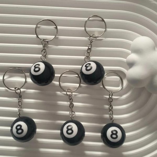 Keychains 8ball Keychain Creative Billard Billard Tisch Ball Key Ring Lucky Schwarz Nr. 8 Kette 25mm Harzschmuck Geschenk