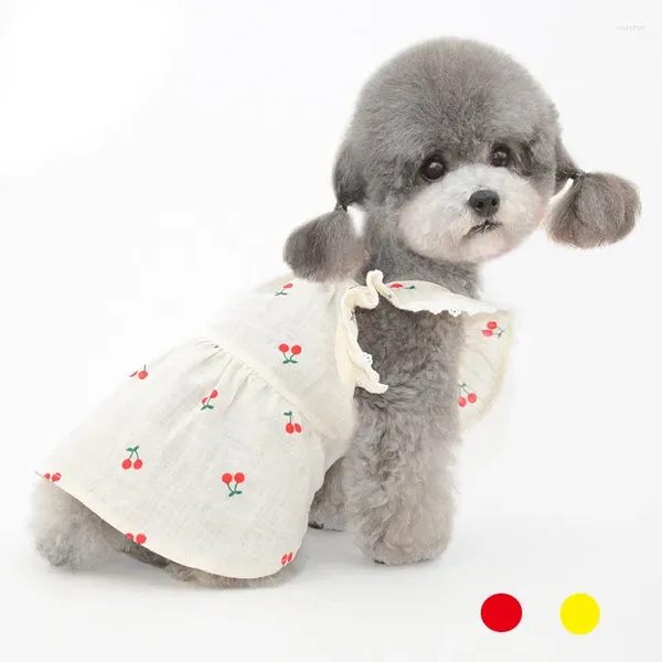 Abbigliamento per cani Abiti di ciliegio Abiti di cotone carini per cagnolini abiti da cucciolo in stile country Chihuahua Teedy Spring Costume