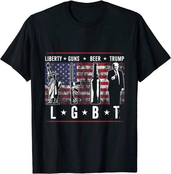 T-shirt maschile Liberty Guns Br Trump Tshirt LGBT parodia divertimento Gift tops TS Brand Cotton Men Thirts Casual T240425