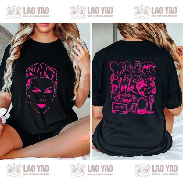 Frauen T-Shirt P!NK Womens Shirt Herren Kurzarm T-Shirt Pink Singer Tour Top Harajuku Gothic Clothing Y2K Clothingl2404