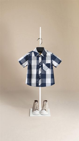 Stile a scacchi a scacchi di cotone a scacchi di primavera e autunno camicia per bambini