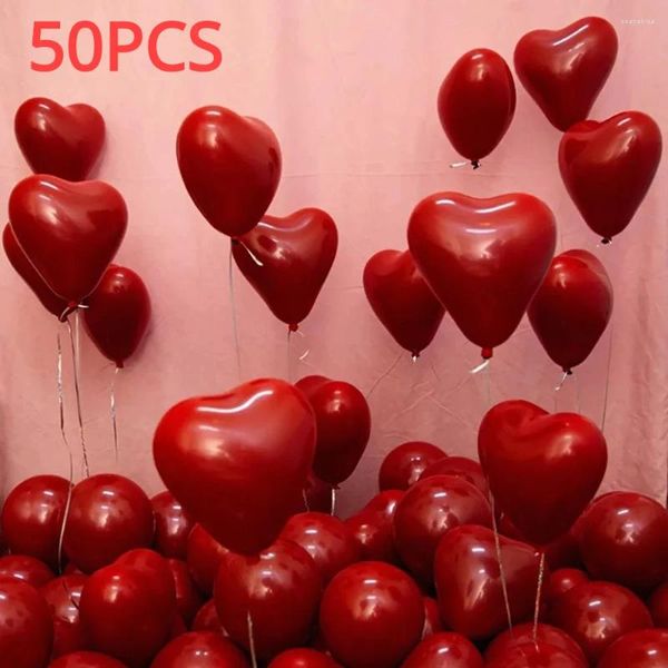 Partydekoration 50pcs 10 Zoll Bouble Schicht Granatapfel Red Heart-formte Hochzeitsraum Geständnis und Valentinstags-Szenenballon