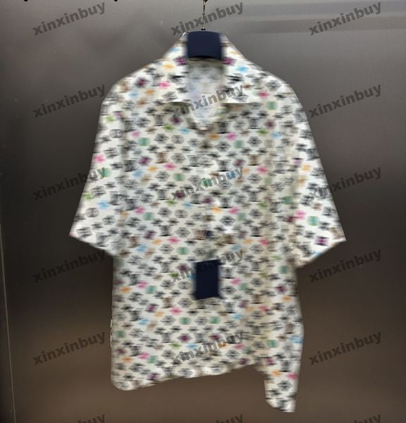 Xinxinbuy Men Designer T-SHIRT 2024 Italia Lettere colorate Modello di stampa Roma Women Cotone Short Women Women Grey Blue Khaki XS-2xl