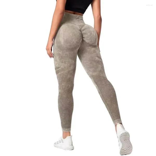 Leggings femininas Mulheres calças de ioga Tie Tye Print Ruched Butmy Control para com bolsos de cintura alta execução elegante em execução