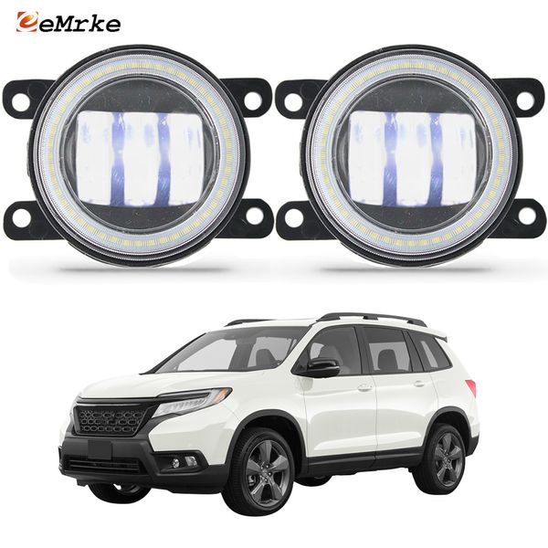 Eemrke LED FOG Lights Montbly 30W/ 40W para Honda Passport MK3 III 2019 2020 2021 2022 com lente de linha de corte transparente Angel Eyes Drl Car PTF Daytime Running Light 12V FOG Lamp Lamp Lamp 12V Lâmpada