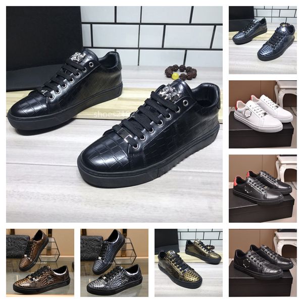 Designer di lusso Philipp Plain Shoes Brand Classic Fashion Scarpe Series Vintage Black Traersoners Leather Metal Plein Skulls Pp Pattern Sneaker Casual Board