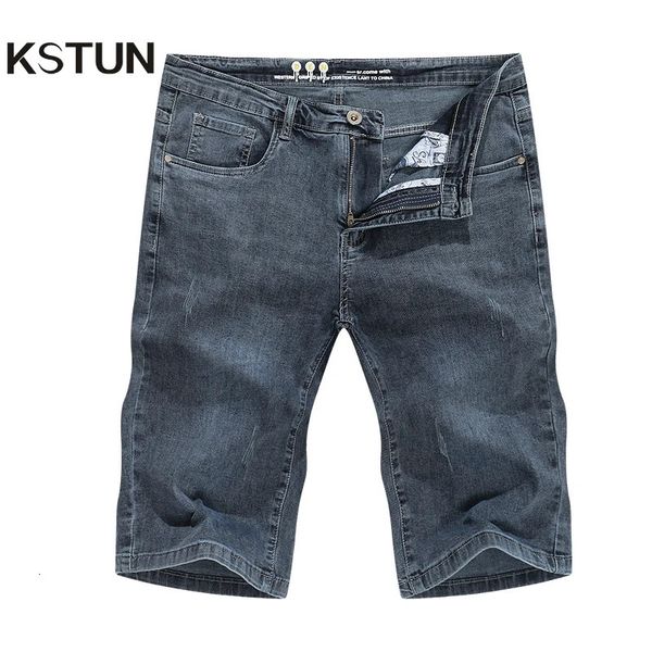 Mens jeans shorts de verão alongamento slim reto macio calça casual masculino jeans curto jeans masculino de rua 240415