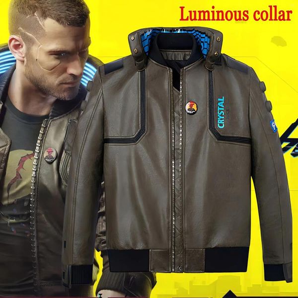 Jackets de caça estilo punk 2077 V trajes de jaqueta de fantasia para homem faux em couro de roupa personalizada