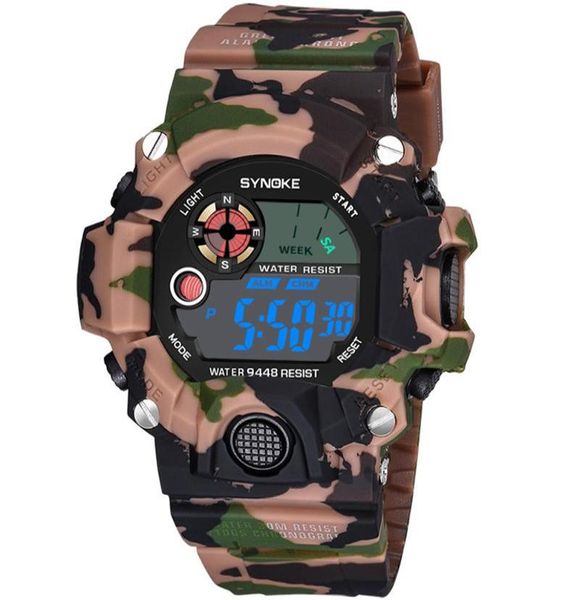 Нарученные часы мужчины женщины УФ -водонепроницаемые Fabala Abs Digital Watch Многофункциональные электронные спортивные камуфляжные военные часы C8272323