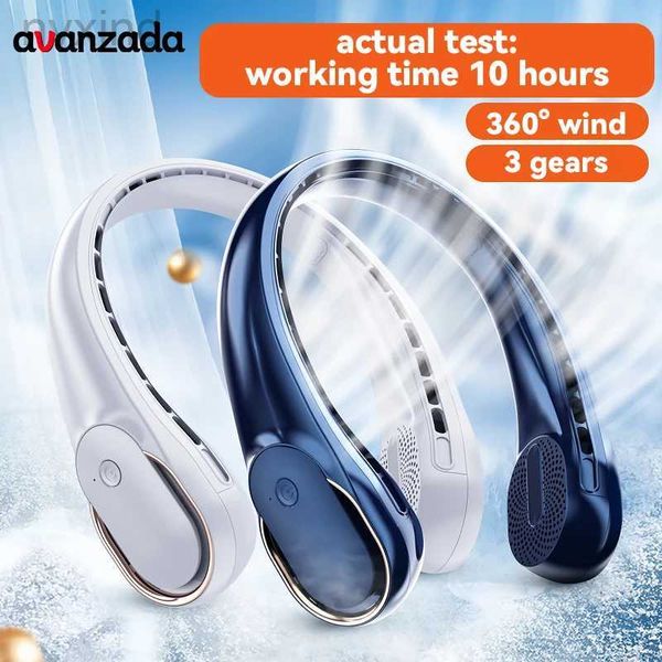 Ventiladores elétricos colar ar -condicionado resfriamento pequeno portátil fã de pescoço charg recarregável pessoal elétrico sem fio wirendband mini usb acampamento d240429