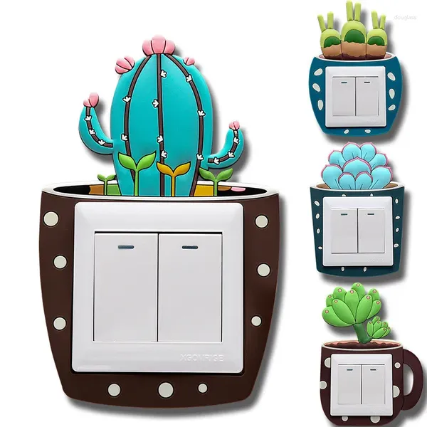 Adesivi a parete luminosa switch cactus adesivo per copertina creativa decorativa 2024 decorazioni per la casa