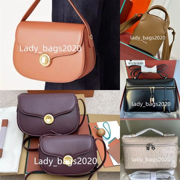 Новая сумка Loro Ghiera Bags Designer Saddle Bag L19 Lunch Box L27 Металлическое кольцо пряжка подлинное кожаное плеч