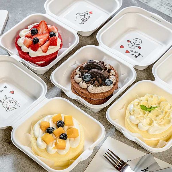 Bento Kisten 20 Einweg-Lunchboxen umweltfreundlich Bento Backbehälter Obst Burger Kuchen Mahlzeiten vor verpacktes Essen Q240427