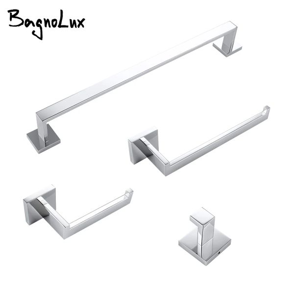 Conjunto de acessórios para o banheiro conjunto Bagnolux aço inoxidável 304 Toalha única Robar manto gancho de papel higiênico Towel Ring Polished Polished