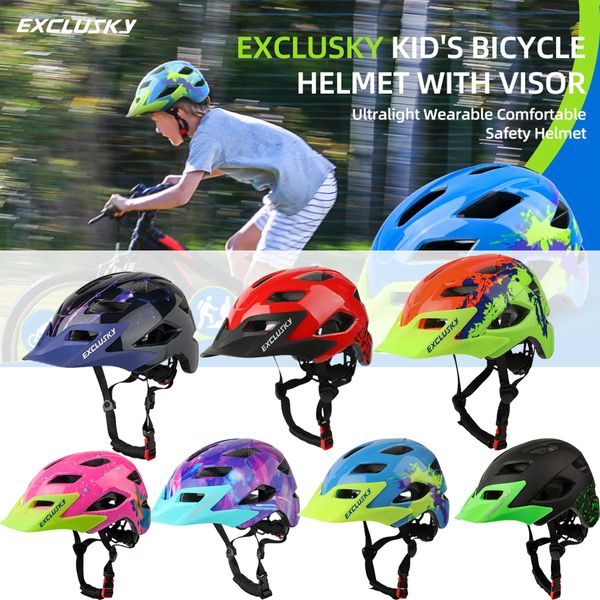 Exklusiky Kinderbike Helm abtrennbar Sonnenvisor einstellbarer Ultraleichtstraße Mountain Kid Safety Cycling Rollerskating 240422