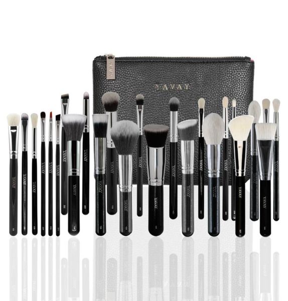 Yavay 25pcs Pennelli Makeup Brushes Definir artista de mistura profissional Yavay Saco de couro maquiagem Cosmética Brush Tools Kit9965333