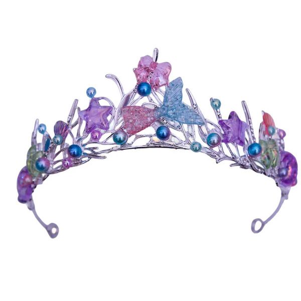 Tiaras Prinzessin Ozeanstil Fisch Schwanzschale Starfish Blume Tiara Kron Frauen Mädchen elegante Haarkleid Party Accessoires