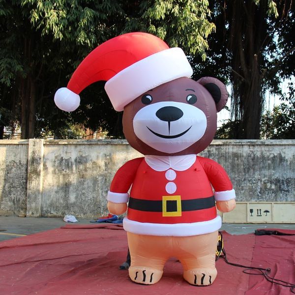 Netter riesiger Weihnachtsbraun aufblasbarer Teddybär mit Red Hat für Urlaubswerbung Dekoration