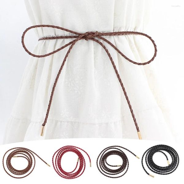 Cintos da cintura retro fêmea Correia fina de decoração simples gravata com vestido corda longa vestidos vintage com corda de corda