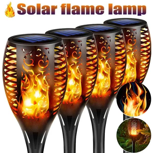 Dekorationen 4/2/1pcs Solarflammlichter Lichter Taschenlampe Flackern lichtdurchdringliche Gartendekoration Outdoor Rasen Tiki LED -Pfad Yard Terrasse Stöbe Lampe