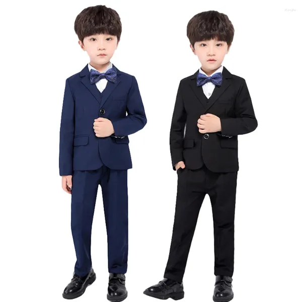 Conjuntos de roupas lolanat criança criança terno de menino Festa de casamento desgaste formal de manga longa Tuxedo roupas infantis calças de colete de camisa