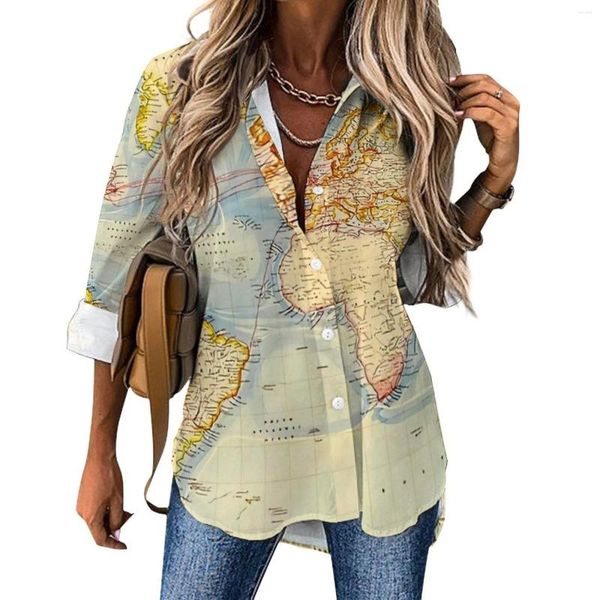 Frauenblusen Casual Bluse Vintage der 1883 coolen maßgeschneiderten weiblichen Streetstyle -Hemd -Herbst -Übergroße Kleidung