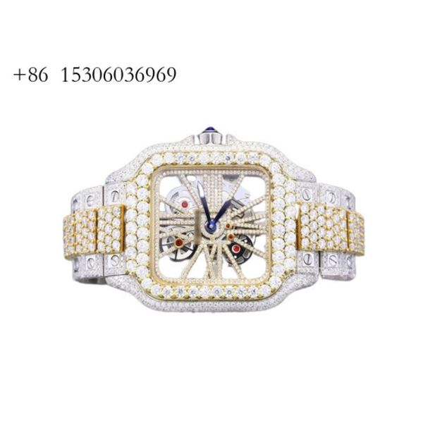 Pass Tester Wrist Custom for Men VVS Watch Buss Down Down Full Diamond Iced Out Square Quartz Watches