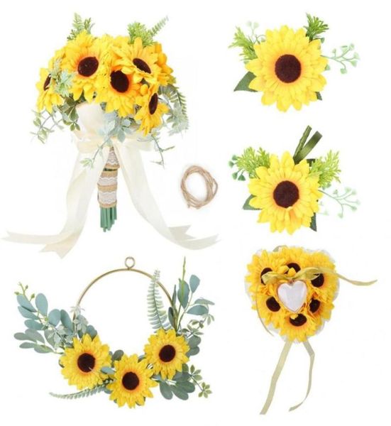 Bridal Artificial Bouquet Pillow Flower Broche Round Greath Conjunto para suprimentos de casamento de bordado8170065