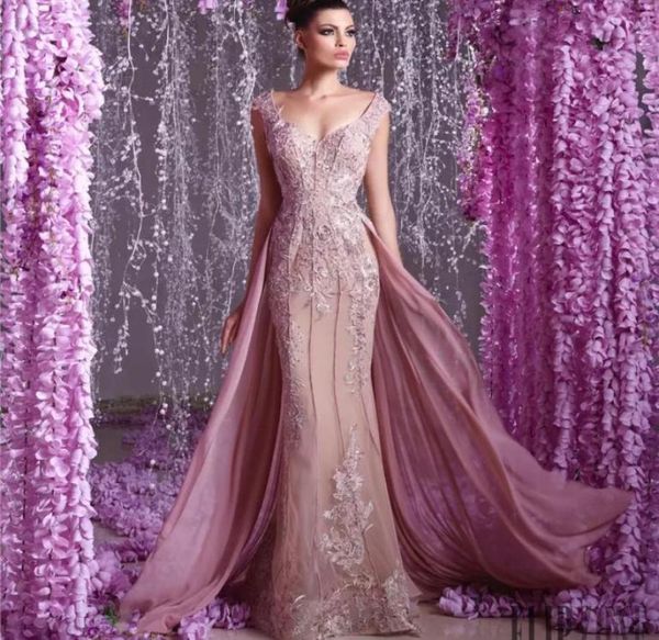 2019 Toumajean Couture Overtkirt Вечерние платья v Nece Beadered Prom Honeds Appliques Appliques Party Dress1257458