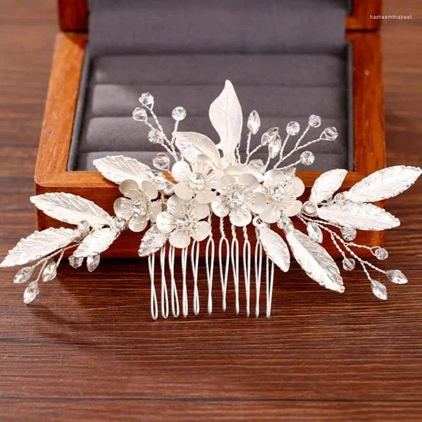 Clip per capelli White Flower Flower Combinati Accessori nuziali Rhinestone Women Matment Ornament Wedding