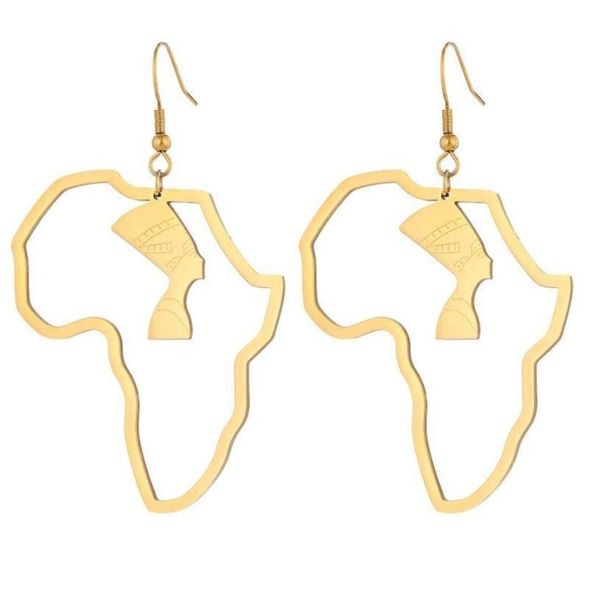 Dangle Kronleuchter afrikanische Karte große Ohrringe übertreiben große ägyptische Königin Ohrring Gold Farbe Afrika Ornamente traditionelle Ethni6267647