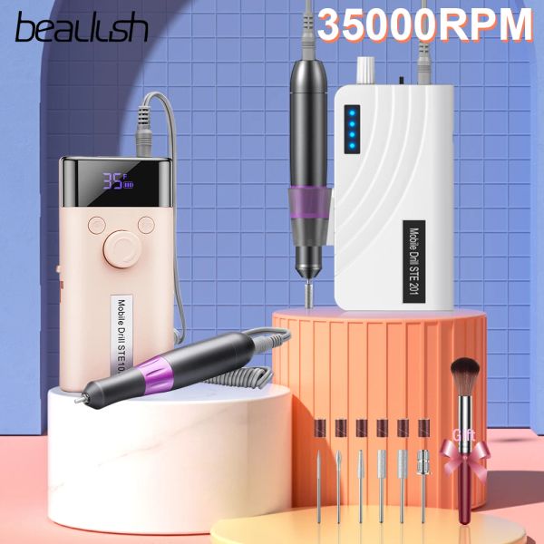 Уверлие Beaulush 35000rpm Main Drill с ЖК -дисплеем Профессиональный электрический шлифовальный шлифовальный аппарат