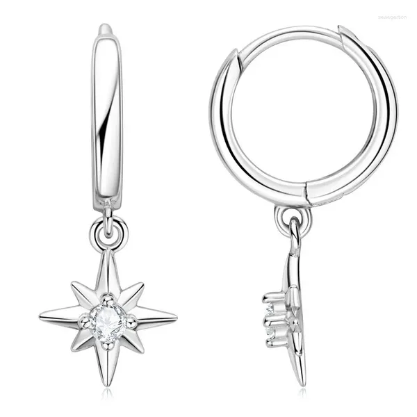 Brincos de garanhão Zfsilver Moda S925 Silver Moissanite Classic Star requintada Dangle for Charms Women Acessórios Jóias Presente EMO-166